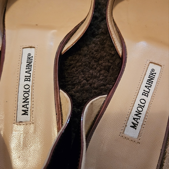 Manolo Blahnik Wine colored Patent Leather Soussa d'Orsay Flats Size 36/5.5 - Picture 6 of 10